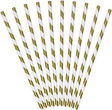 Papierstrohhalme (Röhrli) Gold gestreift