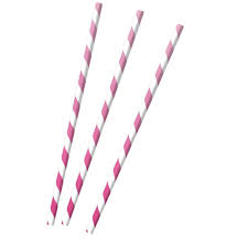 Papierstrohhalme (Röhrli) Pink gestreift