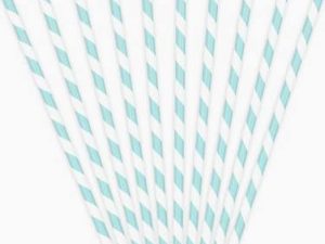 Papierstrohhalme (Röhrli) Hellblau gestreift